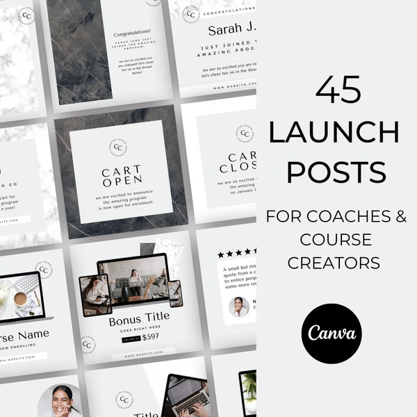 Course Launch Canva Templates, Course Launch Instagram, Marketing Instagram Templates, Instagram Templates for Course Creators Canva, MDRN