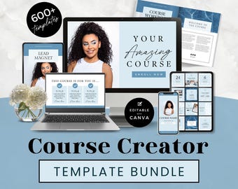 Course Creator Canva Template, Online Course Coach, Marketing Kit Presentation, Done for You, Bundle, Toolkit, Planner, Editable, BLCO