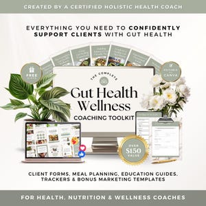 Gut Gesundheit Coach Bundle | Ganzheitliches Ernährungscoaching Templates, Done For You Guides, Kunden-Formulare,Lead Magnet Canva Kit, Instagram Posts