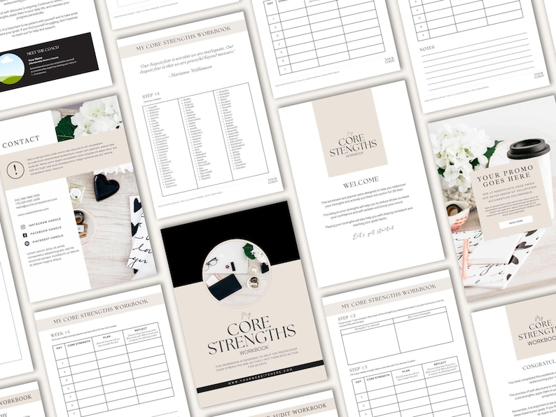 Coaching Worksheets, Client Strengths Assessment Tool, Done For You Workbook, Life Coach, Business, Career, Course Creator, Canva Template image 3