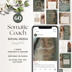 Somatic Coach Instagram, Somatic Therapy Templates, Editable Social Media Posts for Wellness Practitioners, Nervous System Regulation, Canva