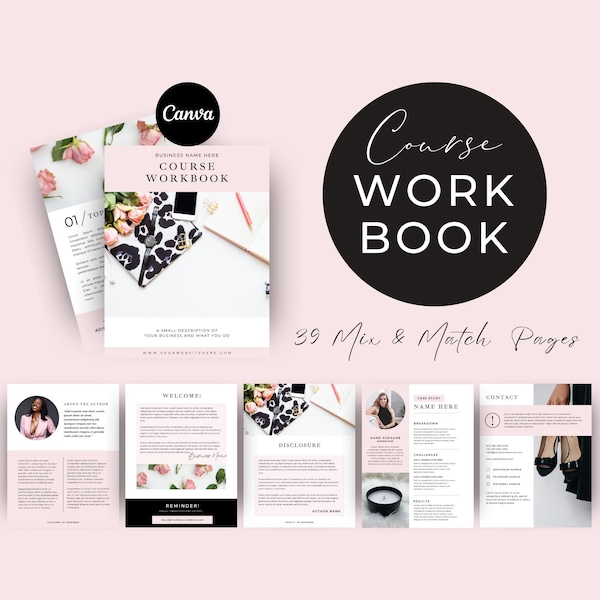 Course Workbook Template Canva, Ebook Template Business Coaching Canva, Ebook Template Coach, Course Templates Pink, Pink Course, PLUXE