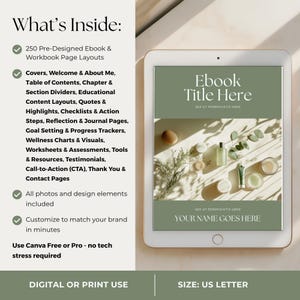 Kit de herramientas de libros electrónicos sobre salud y bienestar para Canva / Más de 250 plantillas editables de libros de trabajo, imanes de clientes potenciales y guías para entrenadores de bienestar imagen 2