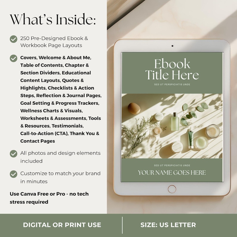 Kit de herramientas de libros electrónicos sobre salud y bienestar para Canva / Más de 250 plantillas editables de libros de trabajo, imanes de clientes potenciales y guías para entrenadores de bienestar imagen 2