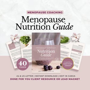 Perimenopause and Menopause Nutrition Guide for Clients, Health Coach Lead Magnet, Done For You Coaching Ebook, Course Resources, Program