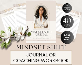 Mindset Shift Workbook, Personal Development Coaching Tool, Journal Prompts & Positive Affirmations, Done For You Guide, Canva Template