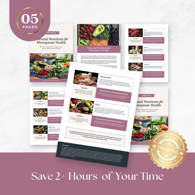 Menopause Nutrition Checklist Canva Template, Editable Nutrient Guide ...