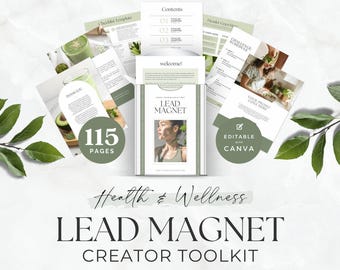 Gesundheit & Wellness Bleimagnet Canva Vorlagen, bearbeitbares Arbeitsbuch, Freebie, Challenge, Opt-In Seiten für Coaches, Digital Marketing Toolkit