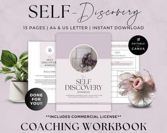 Life Coach Workbook Template, Coaching Worksheet Canva, Done For You, Self Love, Self Worth, Self Esteem, Self Discovery, Journal Prompts