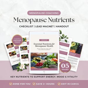 Menopause Nutrition Checklist Canva Template, Editable Nutrient Guide for Perimenopause, Wellness Coach Handout, Hormone Health Printable