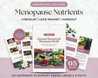 Menopause Nutrition Checklist Canva Template, Editable Nutrient Guide for Perimenopause, Wellness Coach Handout, Hormone Health Printable