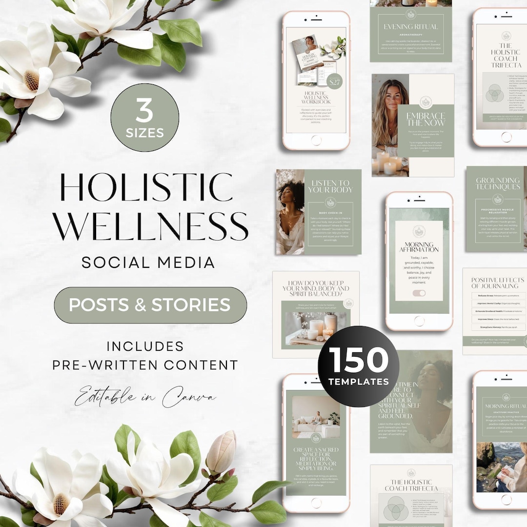 Holistic Wellness Instagram Bundle, Health Coaching Posts & Stories ...