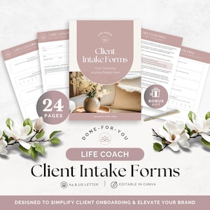 Life Coach Intake Form New Client Onboarding Questionnaire Welcome Packet Goal Setting Worksheets Coaching Service Agreement Consent Form