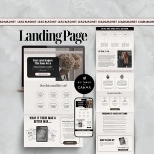 Strona docelowa Lead Magnet, Szablon Canva dla Digital Marketera i Twórcy Kursów, Gotowy Szablon Generowania Leadów, Strona Lejka Sprzedażowego