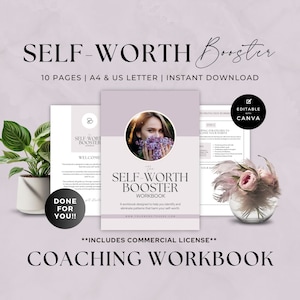 Life Coach Workbook, Coaching Worksheet Template Canva, Done For You, Self Worth, Self Love, Self Esteem, Mindfulness, Journal Prompt, Guide