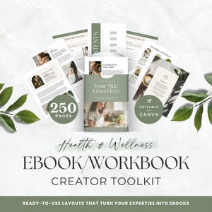 Kit de herramientas de libros electrónicos de salud y bienestar para Canva / Más de 250 plantillas editables de libros de trabajo, imanes de clientes potenciales y guías para coaches de bienestar