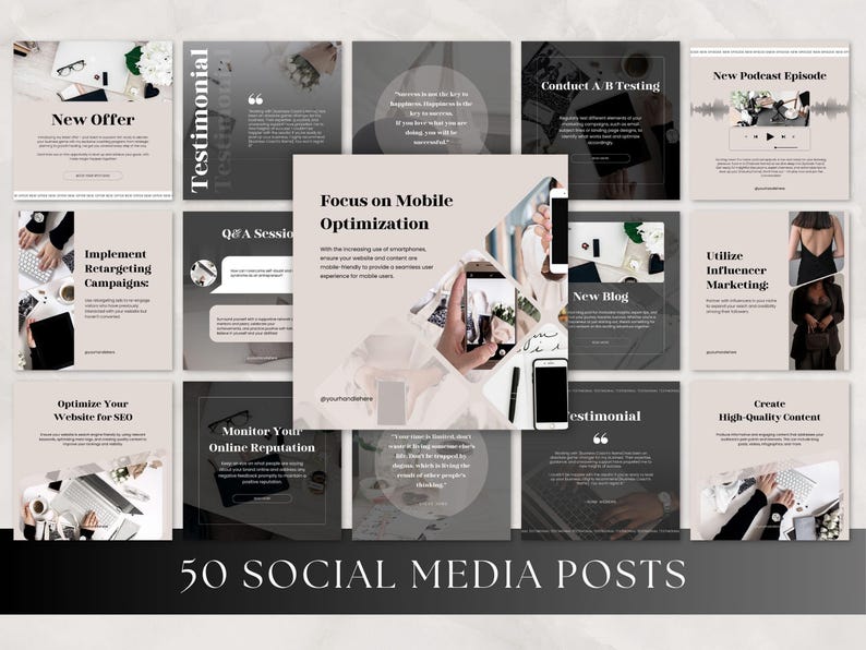 Faceless Social Media Posts for Digital Marketers and Business Coaches, Done For You Content, Luxury Aesthetic, Instagram Account, Canva image 2