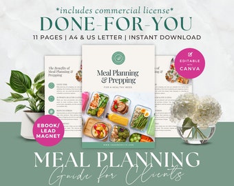 Health Coach Lead Magnet, Nutrition Coaching Ebook, Meal Plan and Prepping Guide for Clients, Done For You, Course Resources, Handout, Canva
