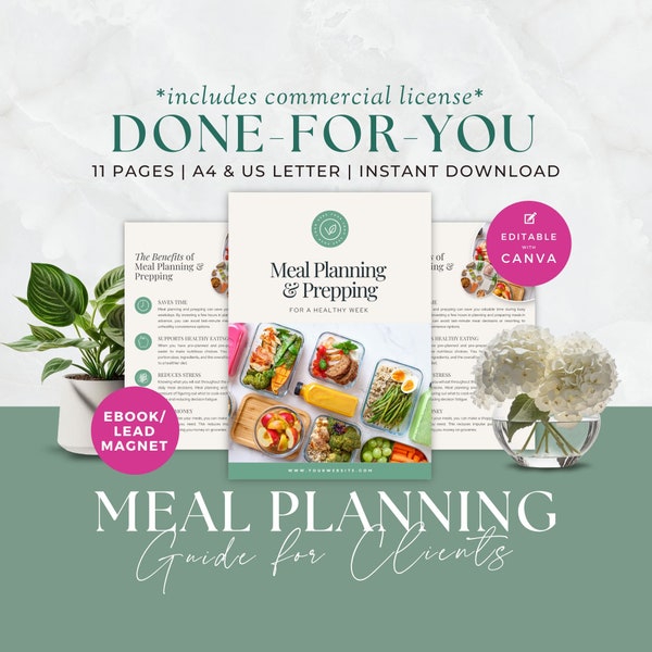 Health Coach Lead Magnet, Nutrition Coaching Ebook, Meal Plan and Prepping Guide for Clients, Done For You, Course Resources, Handout, Canva