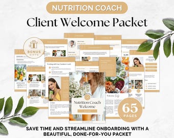Kit de bienvenue pour coach en nutrition, accord client et contrat, questionnaire d'admission, formulaires de coaching santé, modèles d'intégration des diététiciens