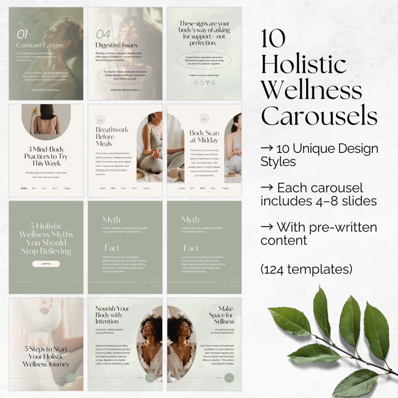 Holistic Wellness Instagram Bundle, Editable Posts Stories Reels Carousels Highlights Quotes, Holistic Coach Instagram Template, Health Reel image 4