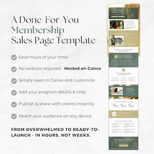 Canva Mitgliedsverkaufsseite Vorlage für Gesundheits- & Wellnesscoaches: Startgruppenprogramm, digitales Angebot oder Online-Coaching-Abonnement Bild 2