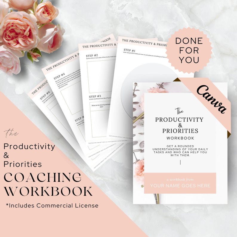 Coaching Worksheet Canva Template, Done for You Workbook, Life Coach ...