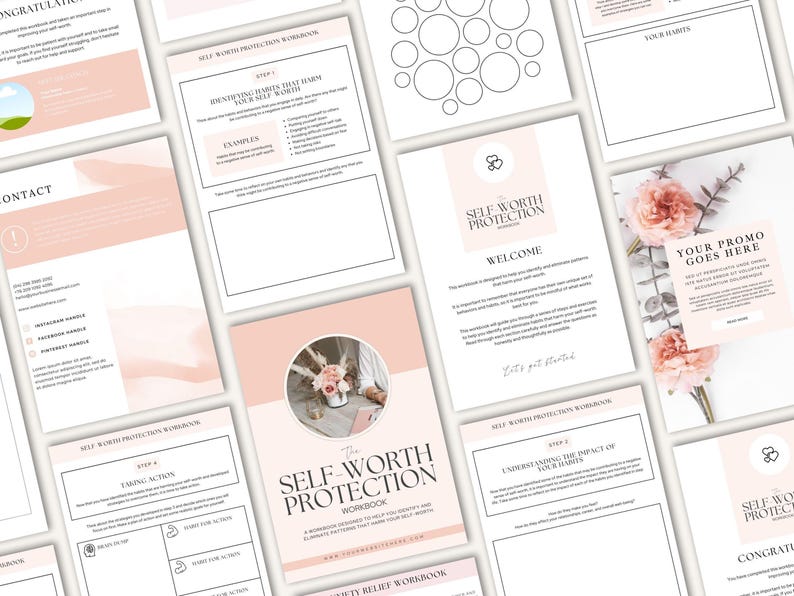 Self Worth Workbook, Coaching Worksheet Template Canva, Done for You ...