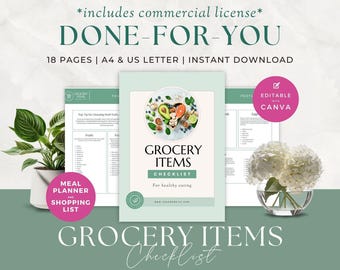 Vorlage für ein Gesundheitscoaching, Ernährungscoach, Checkliste für Lebensmittel, Ernährungswissenschaftlerin, Done For You Ebook, Forms, Flyer, Instagram, Canva