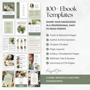 Kit de herramientas de libros electrónicos sobre salud y bienestar para Canva / Más de 250 plantillas editables de libros de trabajo, imanes de clientes potenciales y guías para entrenadores de bienestar imagen 4