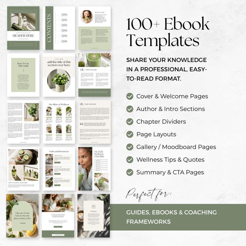 Kit de herramientas de libros electrónicos sobre salud y bienestar para Canva / Más de 250 plantillas editables de libros de trabajo, imanes de clientes potenciales y guías para entrenadores de bienestar imagen 4
