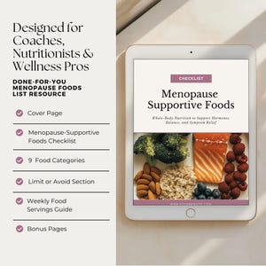 Menopause Foods List Canva Template, Perimenopause Coaching Handout, Editable Women’s Wellness Tool for Hormone Balance & Symptom Support image 2