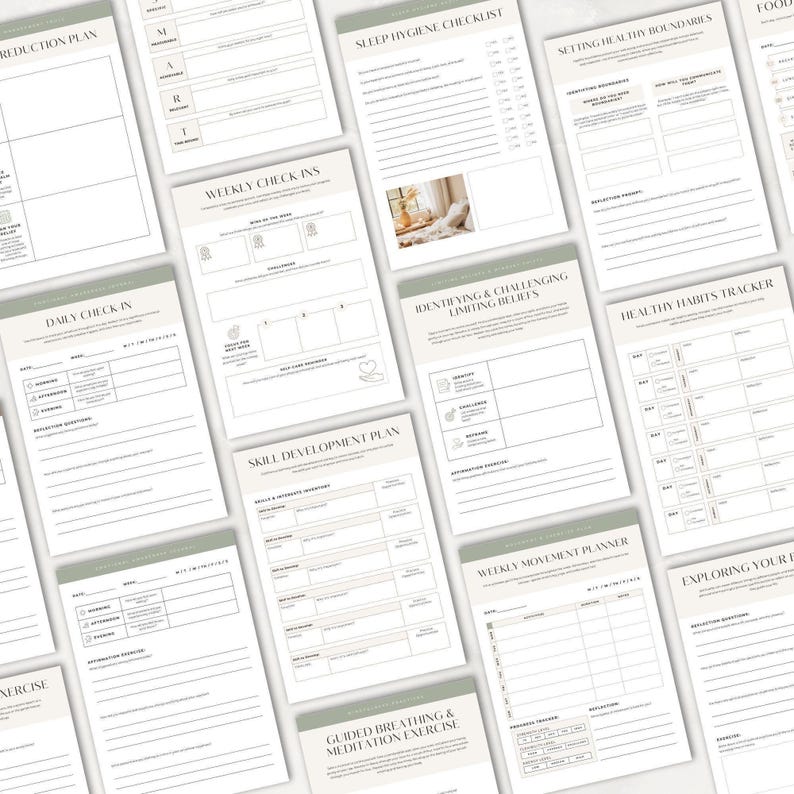 Manuale olistico per il benessere di coach e professionisti, fogli di lavoro precompilati per le sessioni con i clienti, agenda o lead magnet in formato PDF, modello Canva immagine 10