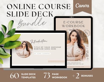 Online Course Slide Deck Template, Ebook and Workbook, Webinar Slides, Life Coach, Business, Course Creator, Creation, Canva Templates, NTRL