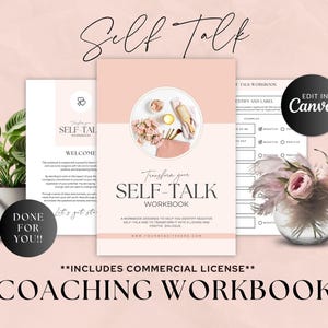 Positive Self Talk Workbook, Coaching Worksheet Template Canva, Done For You, Life Coach, Self Love, Self Worth, Self Esteem, Journal Prompt
