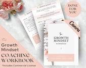 Growth Mindset Worksheets, Coaching Workbook Template, Done For You Workbook, Life Coach, Business, Career, Personal Development, Canva