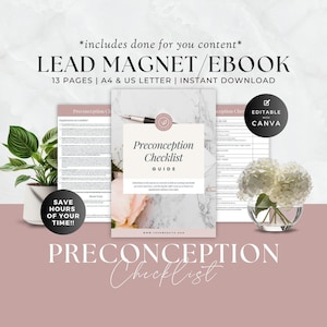 Preconception Checklist Ebook, Health Coach Lead Magnet, Nutrition Coaching Guide, Women's Reproductive Health, Doula, Midwife, Done For You