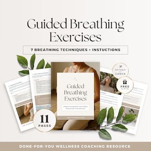 ブレスワークガイドCanvaテンプレート、神経系の調整とストレス解消のためのガイド付き呼吸エクササイズ、ソマティックコーチングリソース
