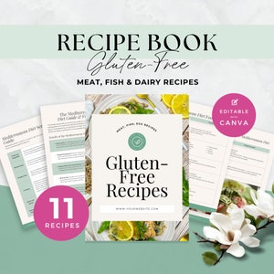 Libro di ricette senza glutine con esempio di piano alimentare e lista della spesa, ebook nutrizionale, ricettario GF, Ominvore, senza cereali, modello Canva