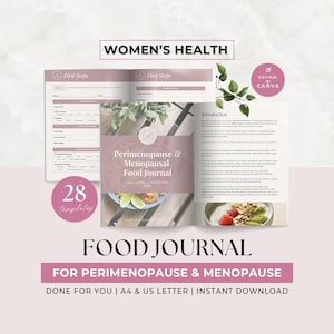 Perimenopause and Menopause Food Diary for Clients, Health Coach Lead Magnet, Done For You Coaching Ebook, Daily and Weekly Journal, Planner