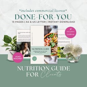 Health Coach Lead Magnet, Nutrition Coaching Ebook, Nutrition Guide for Clients, Done For You, Course Resources, Program, Canva Template