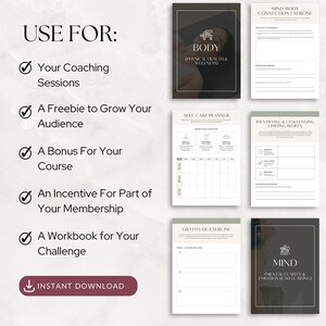 Manuale olistico per il benessere di coach e professionisti, fogli di lavoro precompilati per le sessioni con i clienti, agenda o lead magnet in formato PDF, modello Canva immagine 6