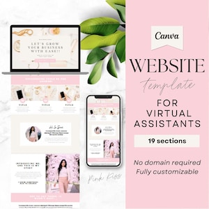 Virtueller Assistent Website Template Canva, Canva Website, Done For You Website, Virtueller Assistent Vorlagen, Social Media Website, Coach, PKS