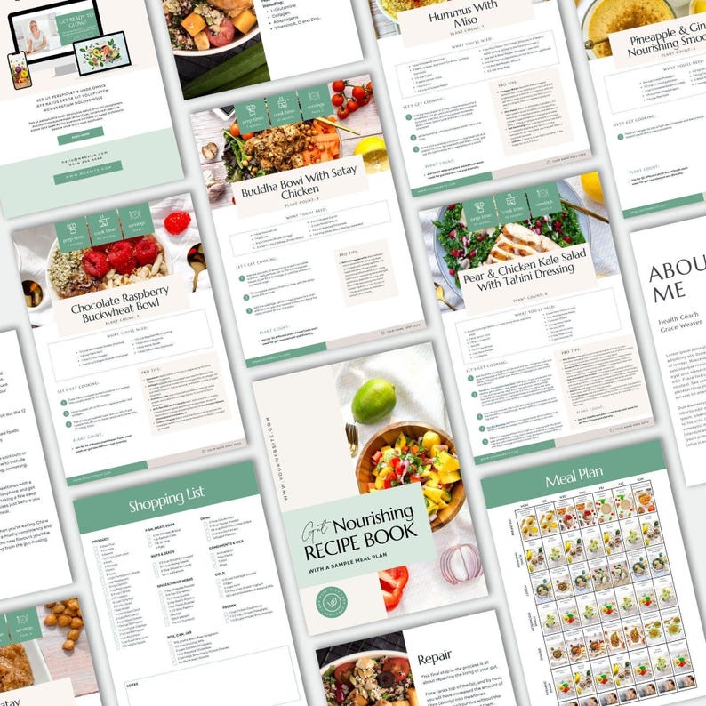 Modelo de Programa de Coaching de Saúde, Coach de Nutrição, Conteúdo sobre Saúde Intestinal, Plano Alimentar PLR, E-book Pronto para Uso, Ímã de Leads, Nutricionista, Canva imagem 4