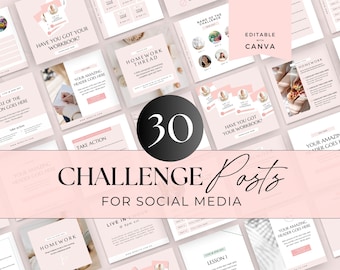 Social Media Challenge Posts, Health Coaching Instagram Template, Facebook, Life Coach, Nutrition, Wellness, Beauty, Course Creator, Canva