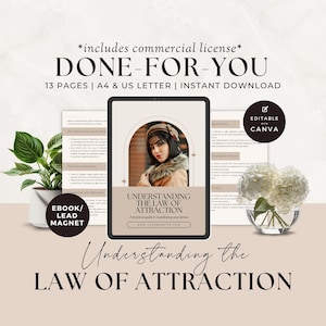 Gesetz der Anziehung Handbuch, Manifestation Blei Magnet für Coaches, Manifest Your Dream Life Ebook, Mindset Coach, Fülle, Canva Template