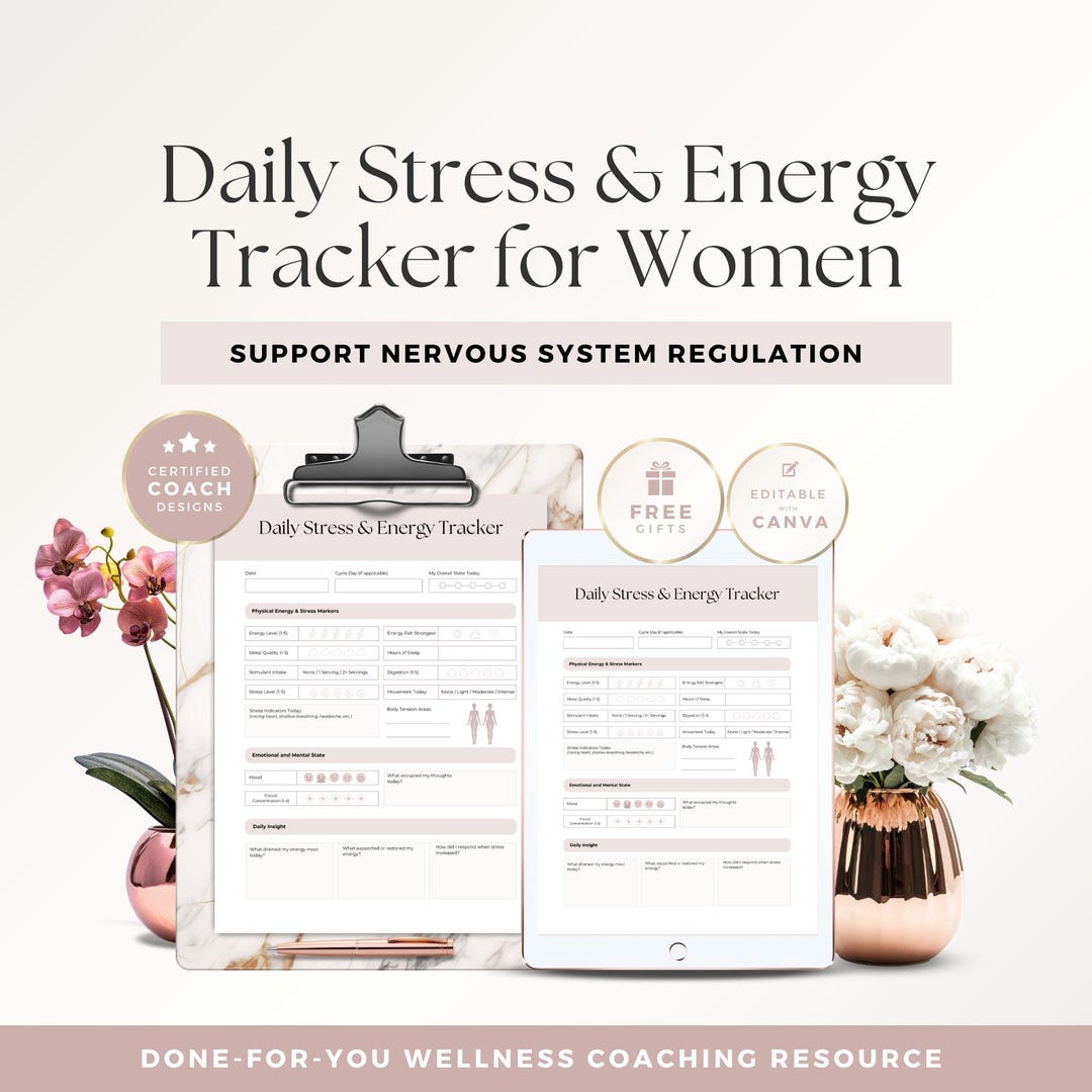 Daily Stress & Energy Tracker for Women | Burnout and Nervous System ...