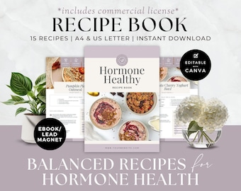 Hormone Healthy Editable Recipe Book, Nutrition Coaching Ebook, Health Coach Lead Magnet, Meal Planner, Grocery Shopping List, Menopause