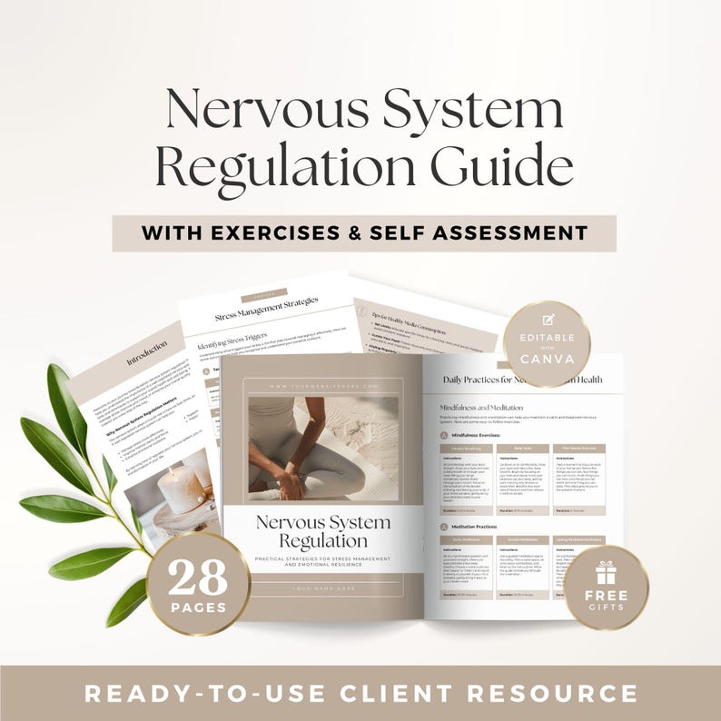 Nervous System Regulation Workbook Canva Template | Stress Management ...