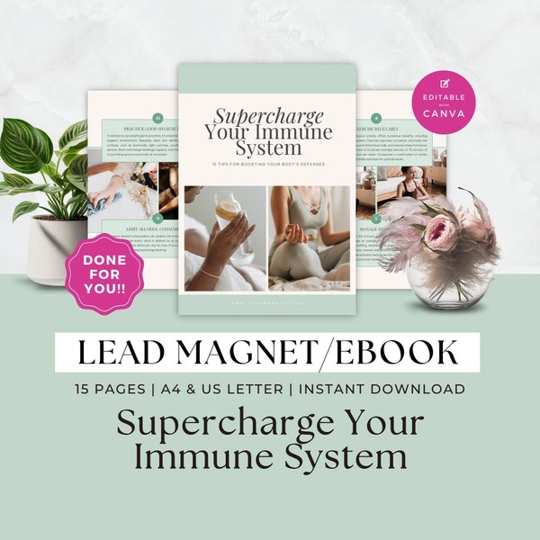 Gesundheitscoach-Lead-Magnet, Ernährungscoaching-Ebook, Anleitung zur Stärkung des Immunsystems, Done For You, Kursressourcen, Handout, Canva-Vorlage